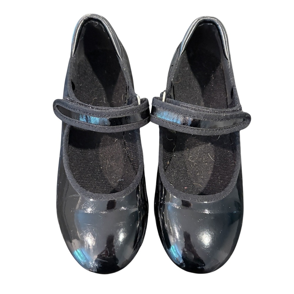 Tap Shoes Girls 1A Black Patent Leather Adjustable Strap Hook and‎ Loop Closure